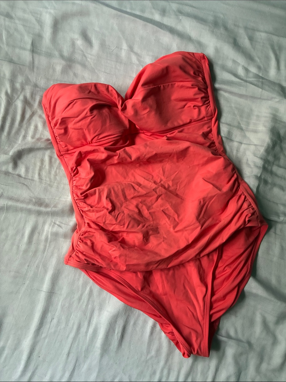 Anne Cole Strapless Coral One-Piece Swimsuit